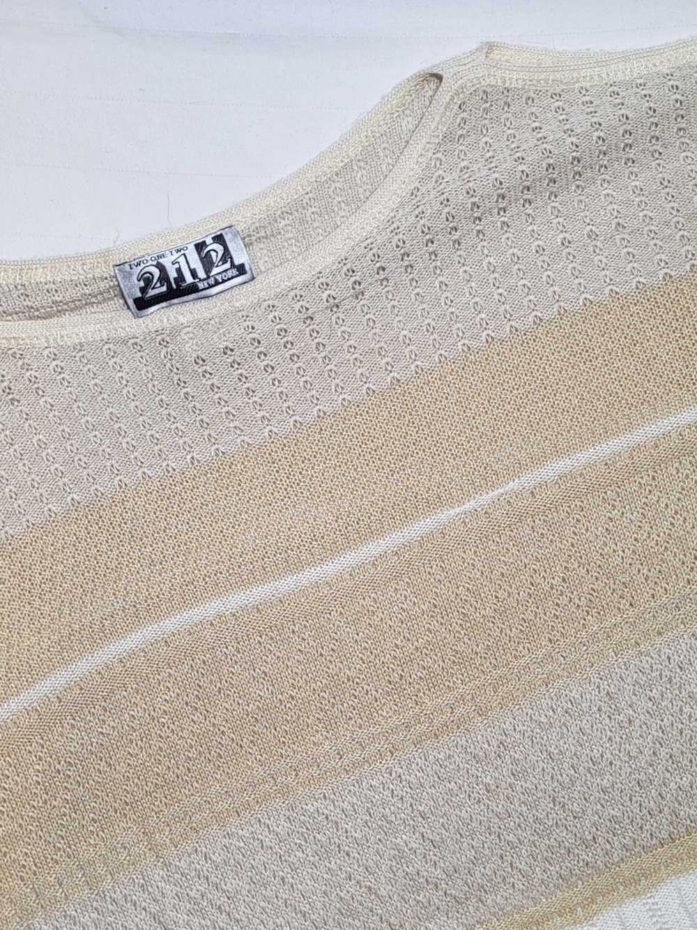 212 New York Women's Vintage Cream & Beige Striped Knit Sweater